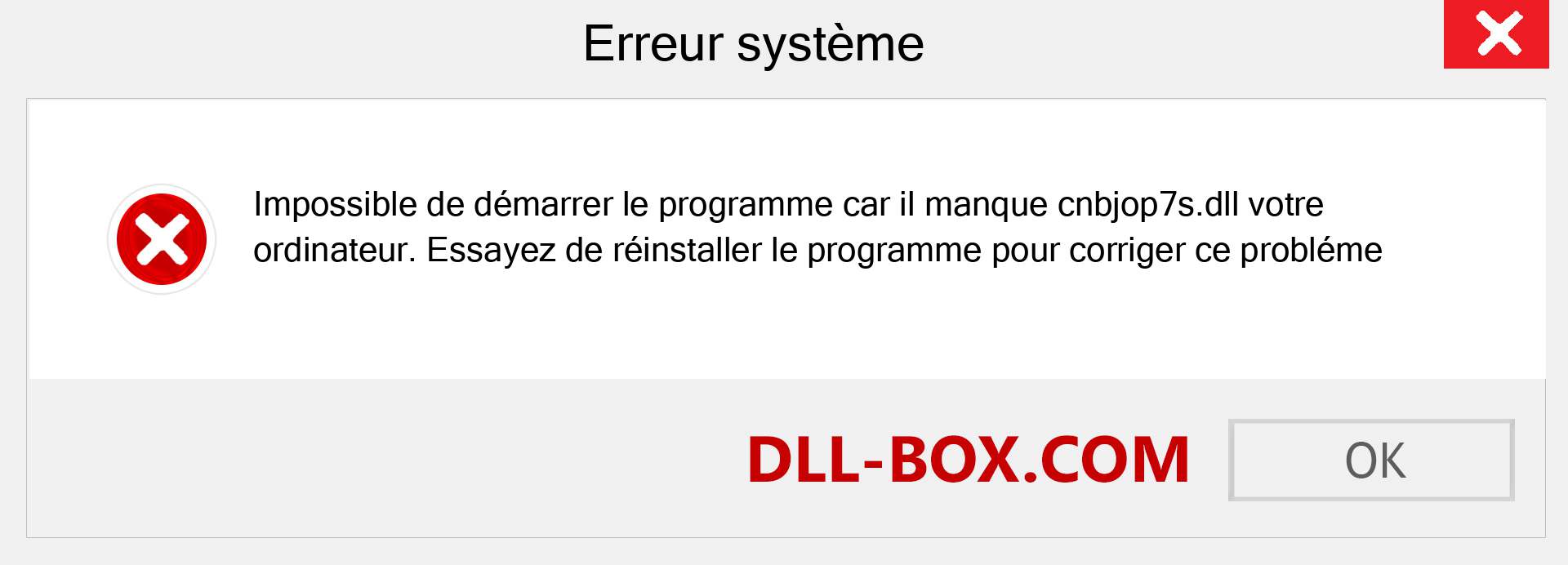 Le fichier cnbjop7s.dll est manquant ?. Télécharger pour Windows 7, 8, 10 - Correction de l'erreur manquante cnbjop7s dll sur Windows, photos, images